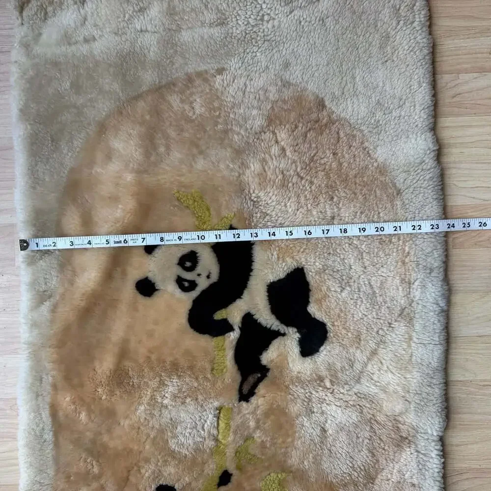 Vintage Handmade DaPeng Beijing Panda Fur Shearling Sherpa Rug Wall Tapestry 80s